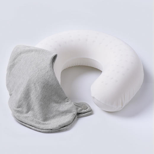 京东京造 泰国天然乳胶U型枕 纯棉面料一体成型多功能颈枕 旅行枕 深灰色 商品图0