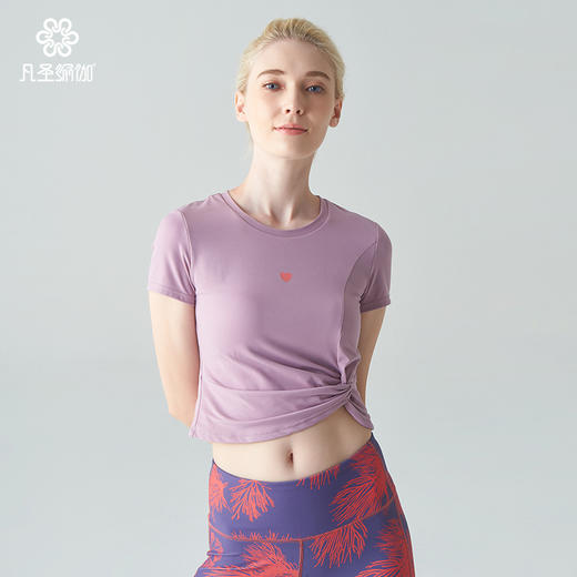 凡圣瑜伽服夏天款性感露脐瑜伽短袖运动上衣FR09367 商品图5
