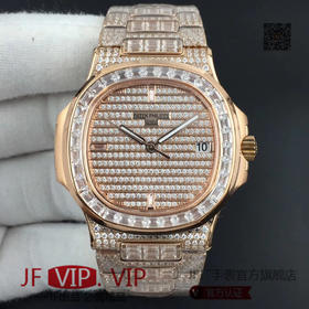 台湾镶钻工艺打造百达翡丽 鹦鹉螺满钻铂金版5719/1G-001 A级壳套，底部蚀字按正品，四个角分别是：狗头印记，750字样，天平图案