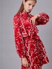 红底白树枝原创印花风衣式连衣裙 商品缩略图2