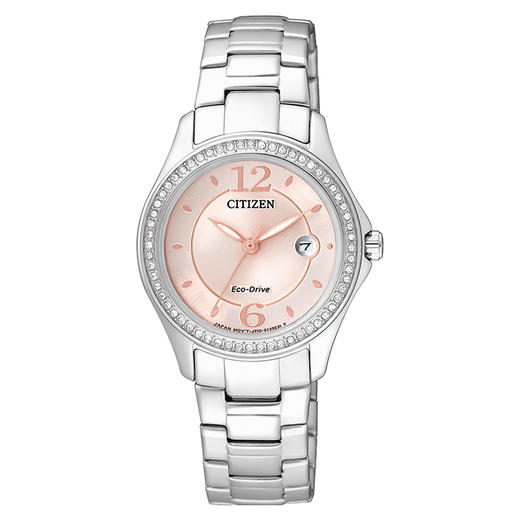 西铁城日本官方正品光动能镶水晶防水时尚潮流钢带日历女表FE1140-51X 商品图2