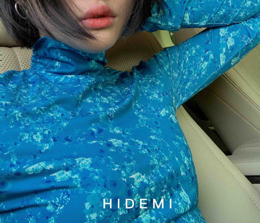 HIDEMI “我们做印花”限定印花高领打底上衣 绿色/蓝色 商品图7