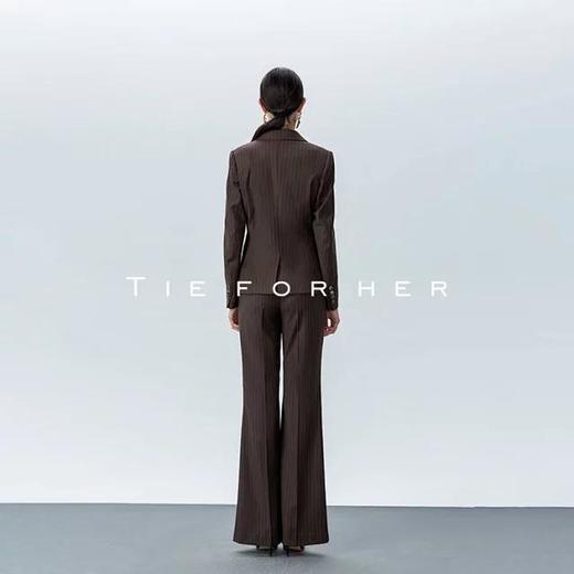 19LUX01咖啡色单排一粒扣条纹西服外套女西装套装女士马甲阔腿裤气质女装三件套 商品图1