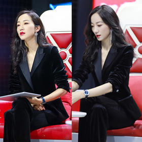 SLY-HX秋季新款黑色质感金丝绒西装两件套