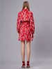 红底白树枝原创印花风衣式连衣裙 商品缩略图4