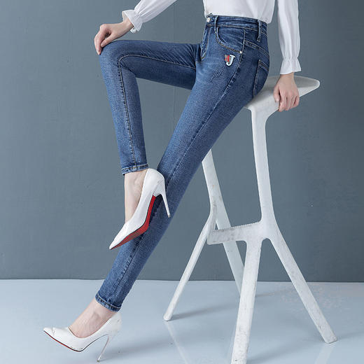 SJZW-6934秋季新款高腰修身显瘦铅笔小脚裤 商品图3