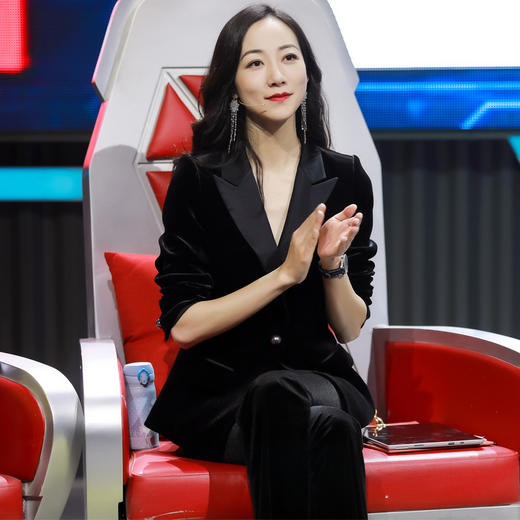 SLY-HX秋季新款黑色质感金丝绒西装两件套 商品图3