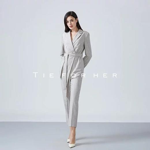 19AWK07新款大理石灰不规则分割腰带西装连体裤子女气质女装 商品图0