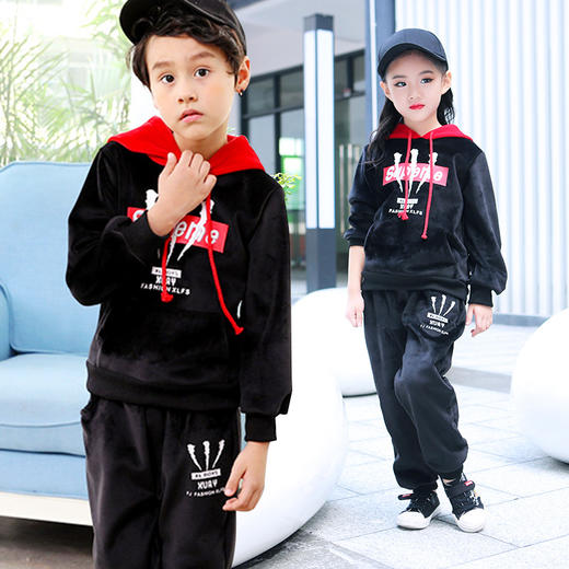 HLXY-346秋冬新款韩版印花中大童运动两件套 商品图0