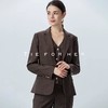 19LUX01咖啡色单排一粒扣条纹西服外套女西装套装女士马甲阔腿裤气质女装三件套 商品缩略图0