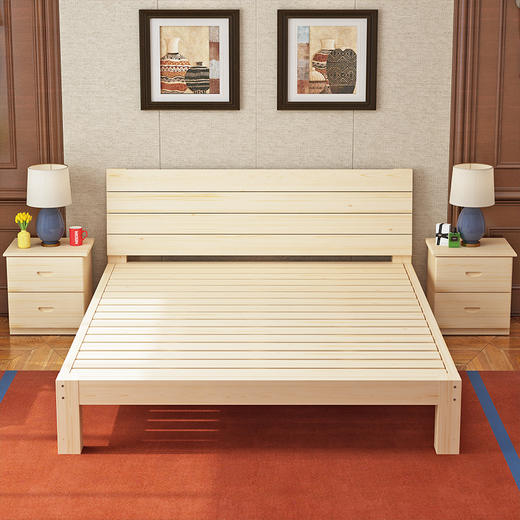 欧宝美木单人床双人床公寓床实木床1.2米宽 商品图1