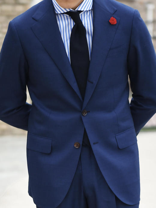 Super 120's 澳洲美丽诺羊毛皇家蓝全麻衬套装 商品图3