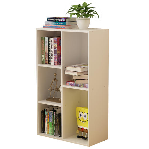 雅美乐书柜书架 简易板式书柜储物收纳柜子 五格暖白色Y3281 商品图5