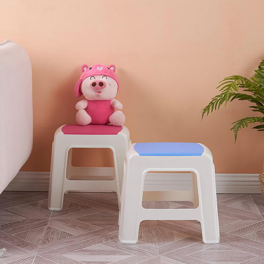 好尔 Haoer 凳子 小板凳  塑料凳子 家用浴室小方凳大号蓝色1个装 商品图0