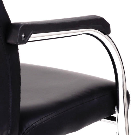 【会员价：442.77】奈高办公家具电脑椅职员椅会议椅皮质弓形椅会客椅黑色 商品图4