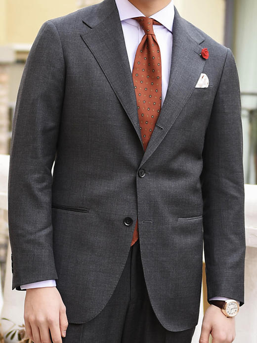 Super 120's 澳洲美丽诺羊毛深灰色全麻衬套装 商品图2