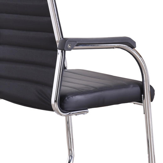 奈高办公家具电脑椅会议椅职员椅皮会客椅质弓形椅黑色 商品图2