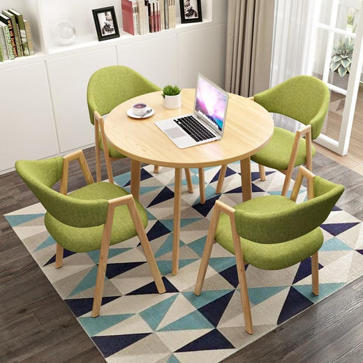 中伟 ZHONGWEI 洽谈桌椅组合接待桌椅小圆桌子简约休闲餐桌椅1桌4椅 商品图3