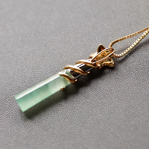 高冰种晴水飘绿花翡翠仙女棒魔法棒18k黄金钻石镶嵌 商品图6