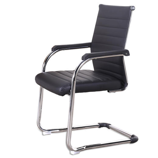 奈高办公家具电脑椅会议椅职员椅皮会客椅质弓形椅黑色 商品图0