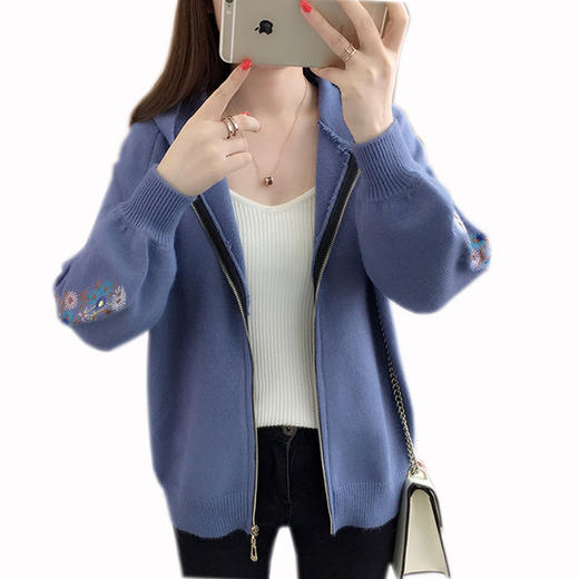 LM-28秋季新款宽松绣花长袖韩版连帽外套 商品图4