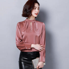 AHM-dydd9138新款百搭长袖宽松白领雪纺衫