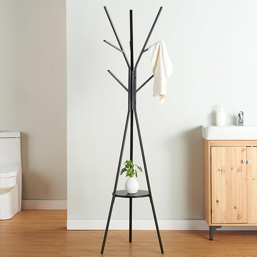 溢彩年华 衣帽架落地衣架卧室北欧简易置衣架立式挂包架衣服架子创意挂衣架 设计师款典雅黑 DKC5571 商品图4