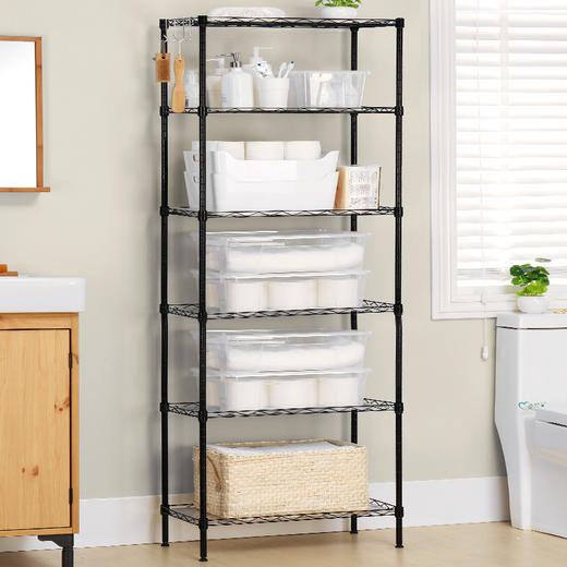 溢彩年华 六层厨房置物架 落地货架子储物收纳架 55x30x175cm移动书架微波炉架花架浴室架子 DKI2-173M 商品图2