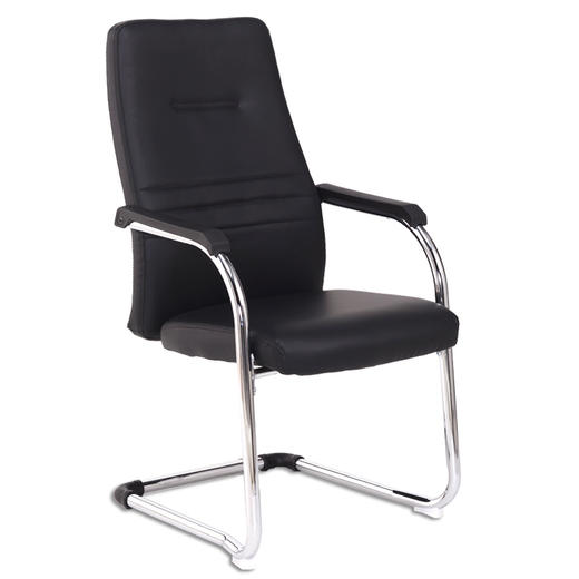 【会员价：442.77】奈高办公家具电脑椅职员椅会议椅皮质弓形椅会客椅黑色 商品图1