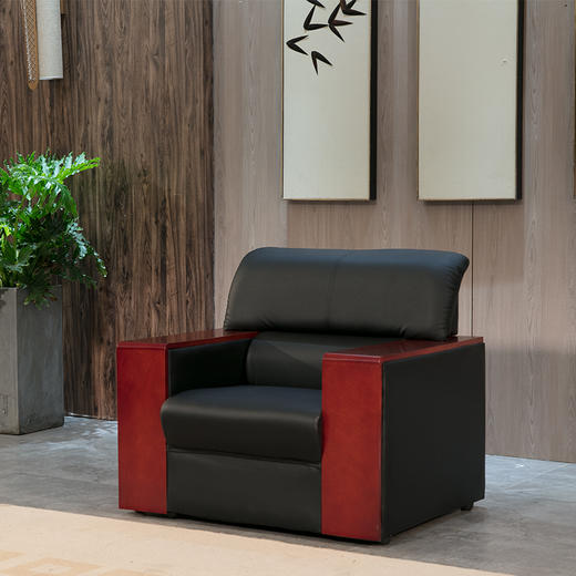 中伟办公沙发接待沙发商务沙发组合实木扶手 单人位 商品图1