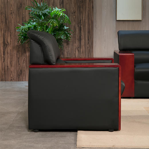 中伟办公沙发接待沙发商务沙发组合实木扶手 单人位 商品图3