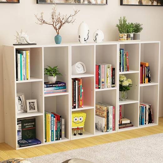 雅美乐书柜书架 简易板式书柜储物收纳柜子 五格暖白色Y3281 商品图1