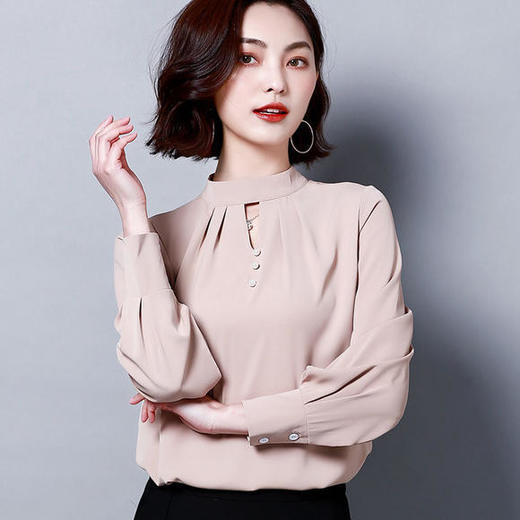 AHM-dydd9138新款百搭长袖宽松白领雪纺衫 商品图1