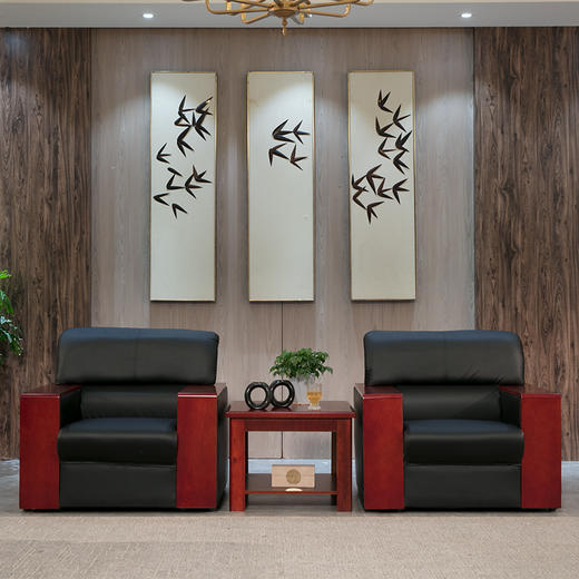 中伟办公沙发接待沙发商务沙发组合实木扶手 单人位 商品图2