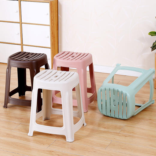 华恺之星 休闲椅凳子 家用餐椅圆凳 塑料凳HK5080灰白 商品图0