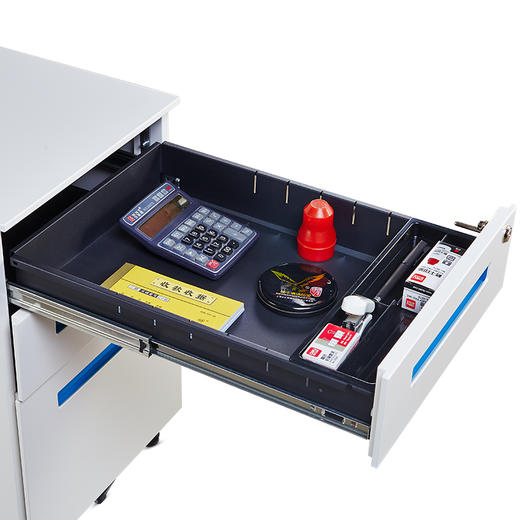 金经金属钢制活动柜文件柜铁皮柜办公室矮柜三层抽屉柜打印机柜挂劳桌边柜薄边白色拉手 商品图1