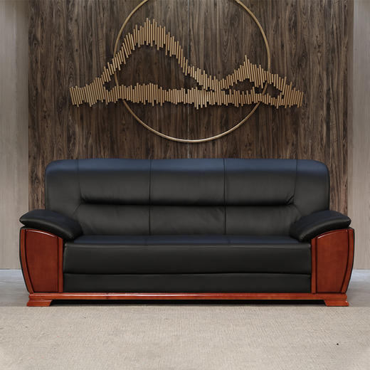 奈高办公沙发会客接待沙发实木扶手沙发商务办公沙发3人位 NG-01 商品图1