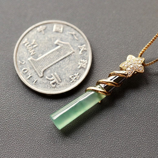 高冰种晴水飘绿花翡翠仙女棒魔法棒18k黄金钻石镶嵌 商品图5