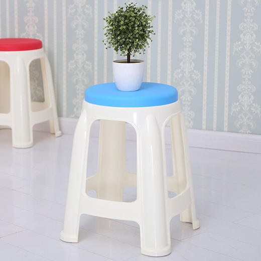 华恺之星 凳子休闲椅子 小板凳子圆凳 加厚塑料凳子 蓝色 商品图1