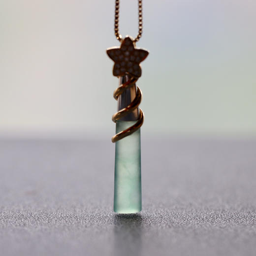 高冰种晴水飘绿花翡翠仙女棒魔法棒18k黄金钻石镶嵌 商品图9