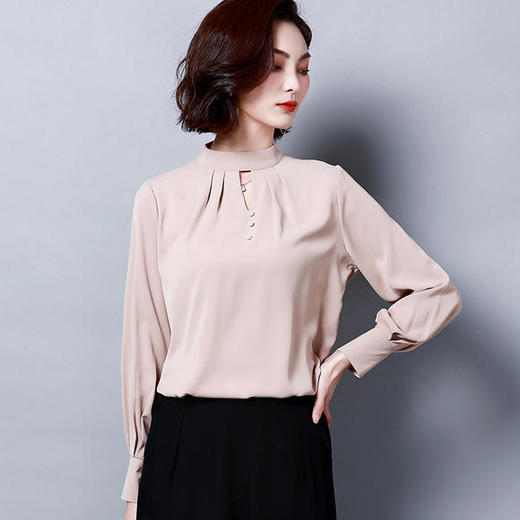 AHM-dydd9138新款百搭长袖宽松白领雪纺衫 商品图3