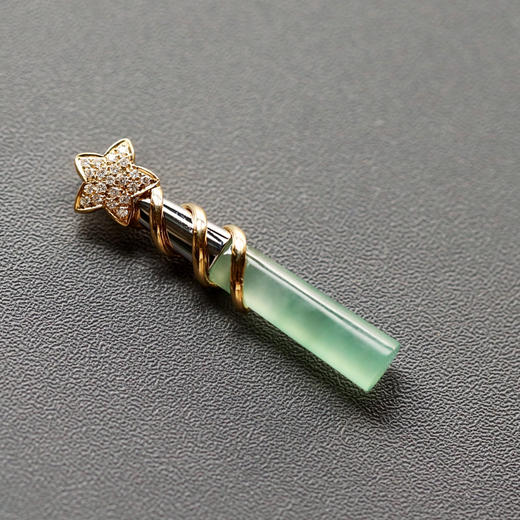 高冰种晴水飘绿花翡翠仙女棒魔法棒18k黄金钻石镶嵌 商品图10