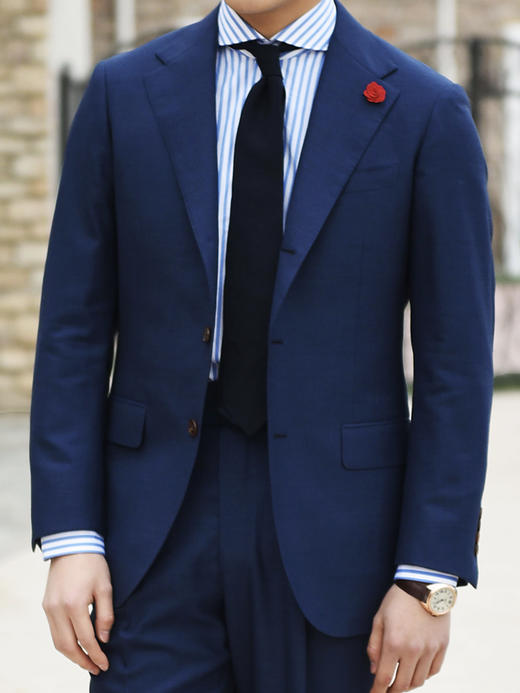 Super 120's 澳洲美丽诺羊毛皇家蓝全麻衬套装 商品图2