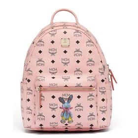 【一般贸易】MCM 小兔子印花系列樱花粉双肩背 中号MWK7SXL06PZ001