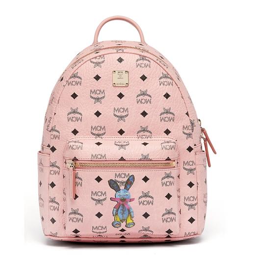 【一般贸易】MCM 小兔子印花系列樱花粉双肩背 中号MWK7SXL06PZ001 商品图0