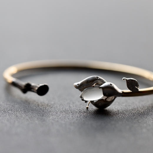 玻璃种翡翠玉兰花开手镯18k白金黄金钻石镶嵌 商品图6