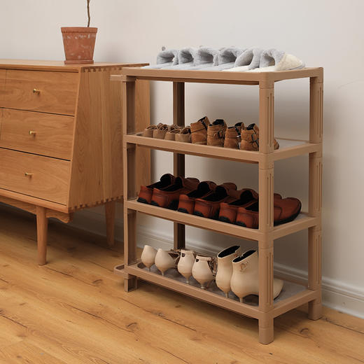 旺家星鞋架 多层简易防尘鞋架小子 多功能鞋柜现代简约 咖啡 商品图1