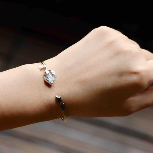 玻璃种翡翠玉兰花开手镯18k白金黄金钻石镶嵌 商品图8