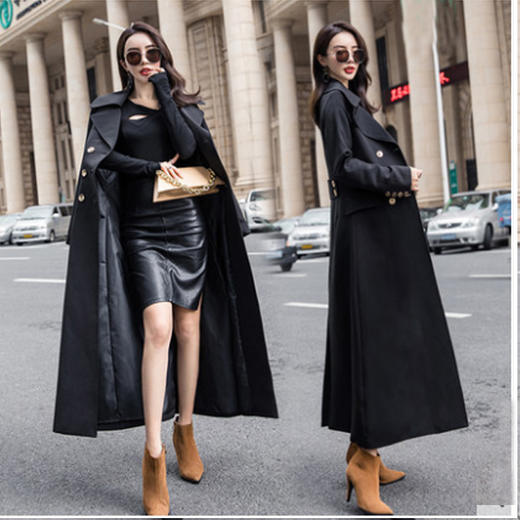 HK-MYD1965初秋时尚韩版新款修身收腰显瘦过膝外套 商品图2