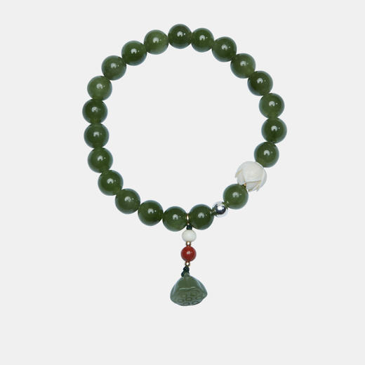 天然碧玉猛犸牙莲花8mm手串手镯高贵典雅轻奢礼物汉服搭配国风醍醐原创 商品图6